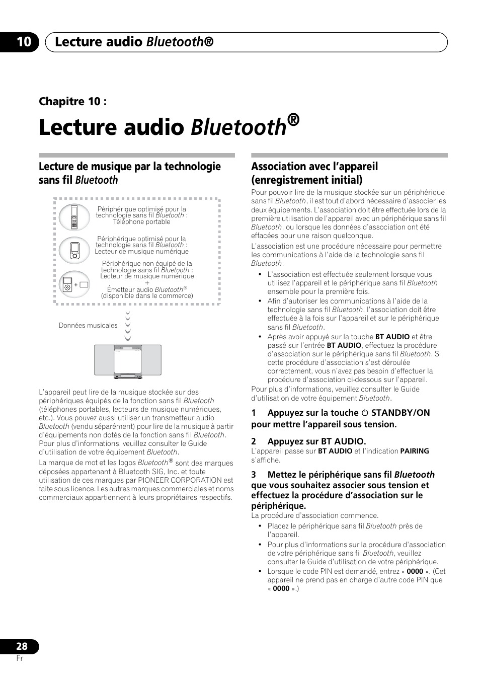 10 lecture audio bluetooth, Lecture audio bluetooth, Chapitre 10 | Pioneer X-SMC00BT User Manual | Page 64 / 256