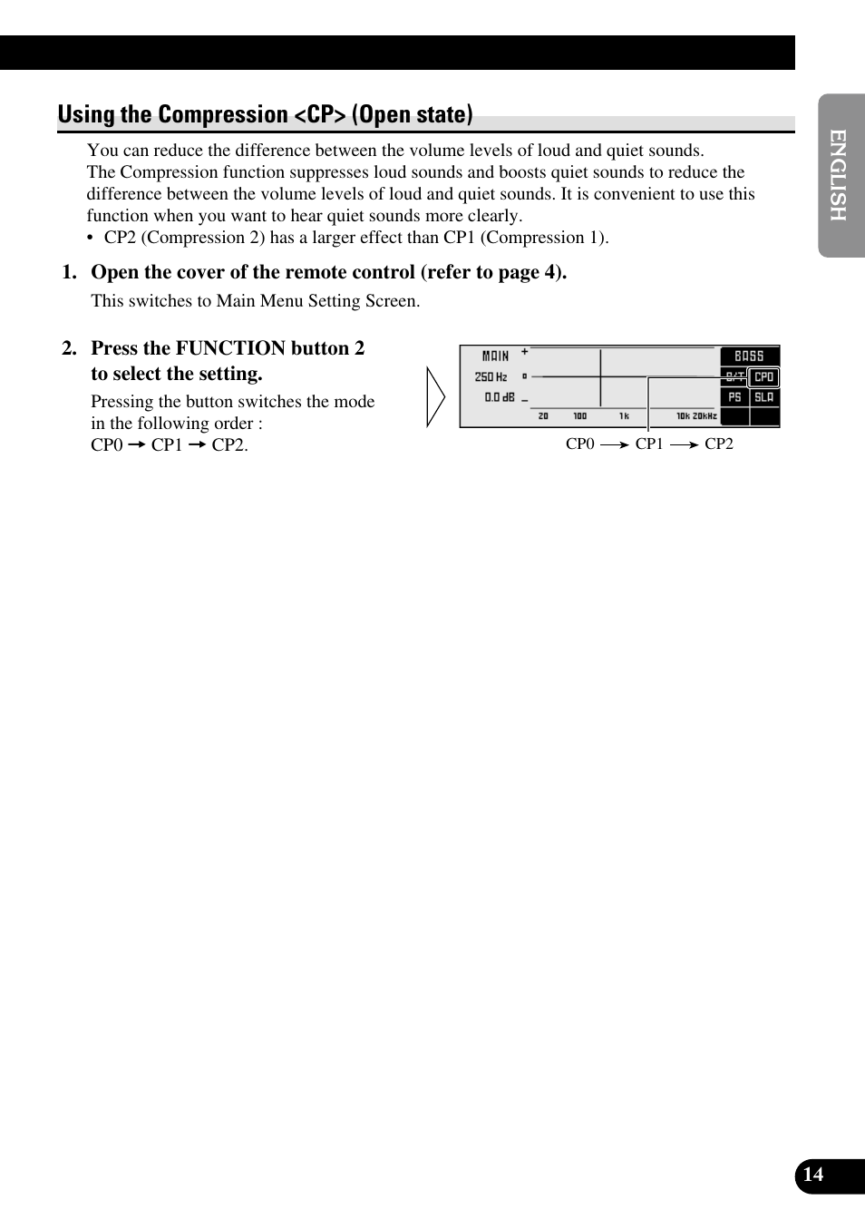 Using the compression <cp> (open state) | Pioneer RS-A9 User Manual | Page 15 / 73