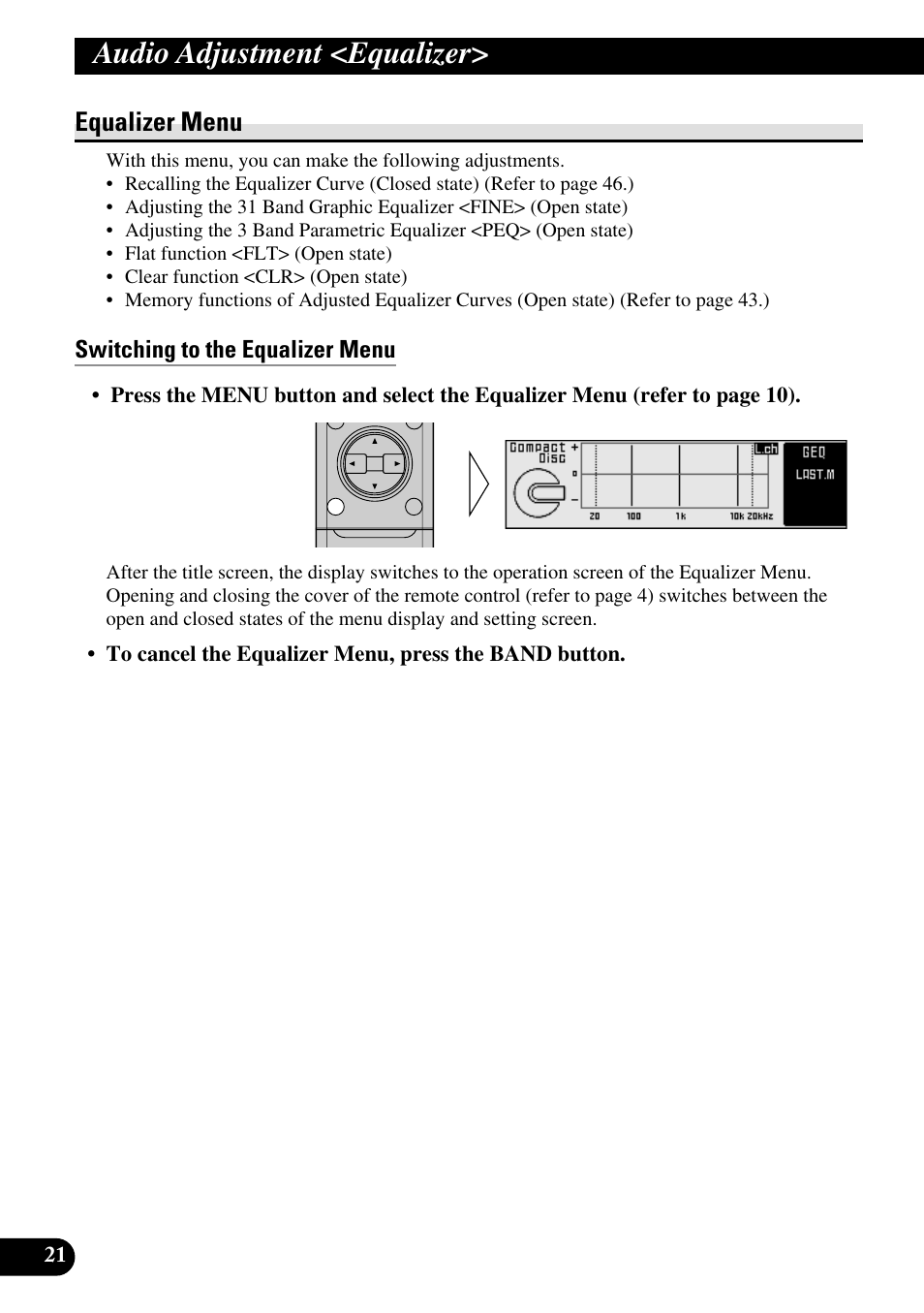 Audio adjustment <equalizer | Pioneer RS-A9 User Manual | Page 22 / 73