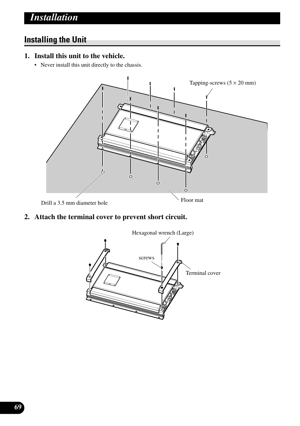 Installing the unit, Installation | Pioneer RS-A9 User Manual | Page 70 / 73