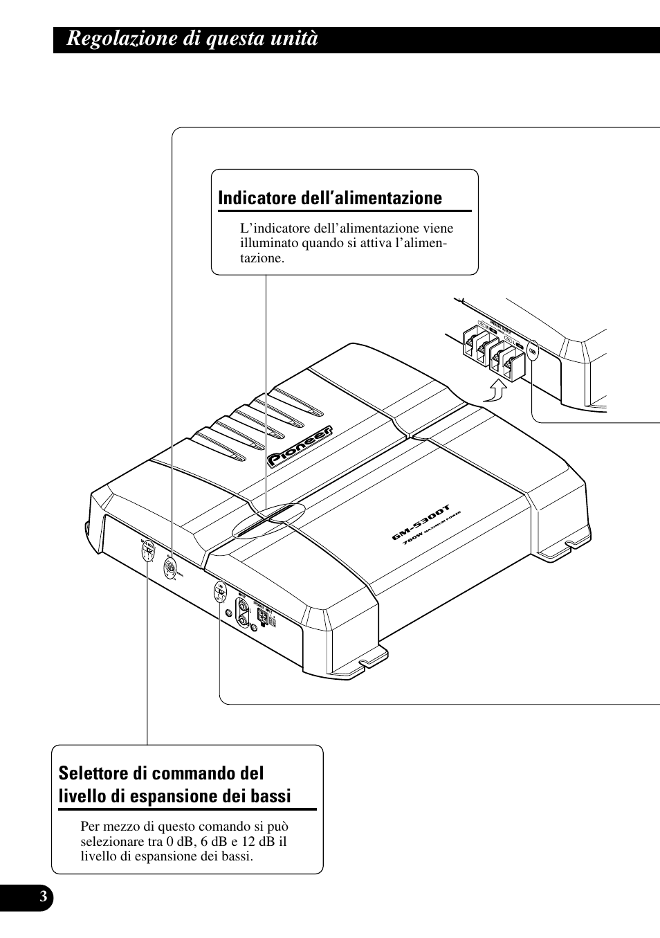 Regolazione di questa unità, Espansione dei bassi | Pioneer GM-5300T User Manual | Page 52 / 85