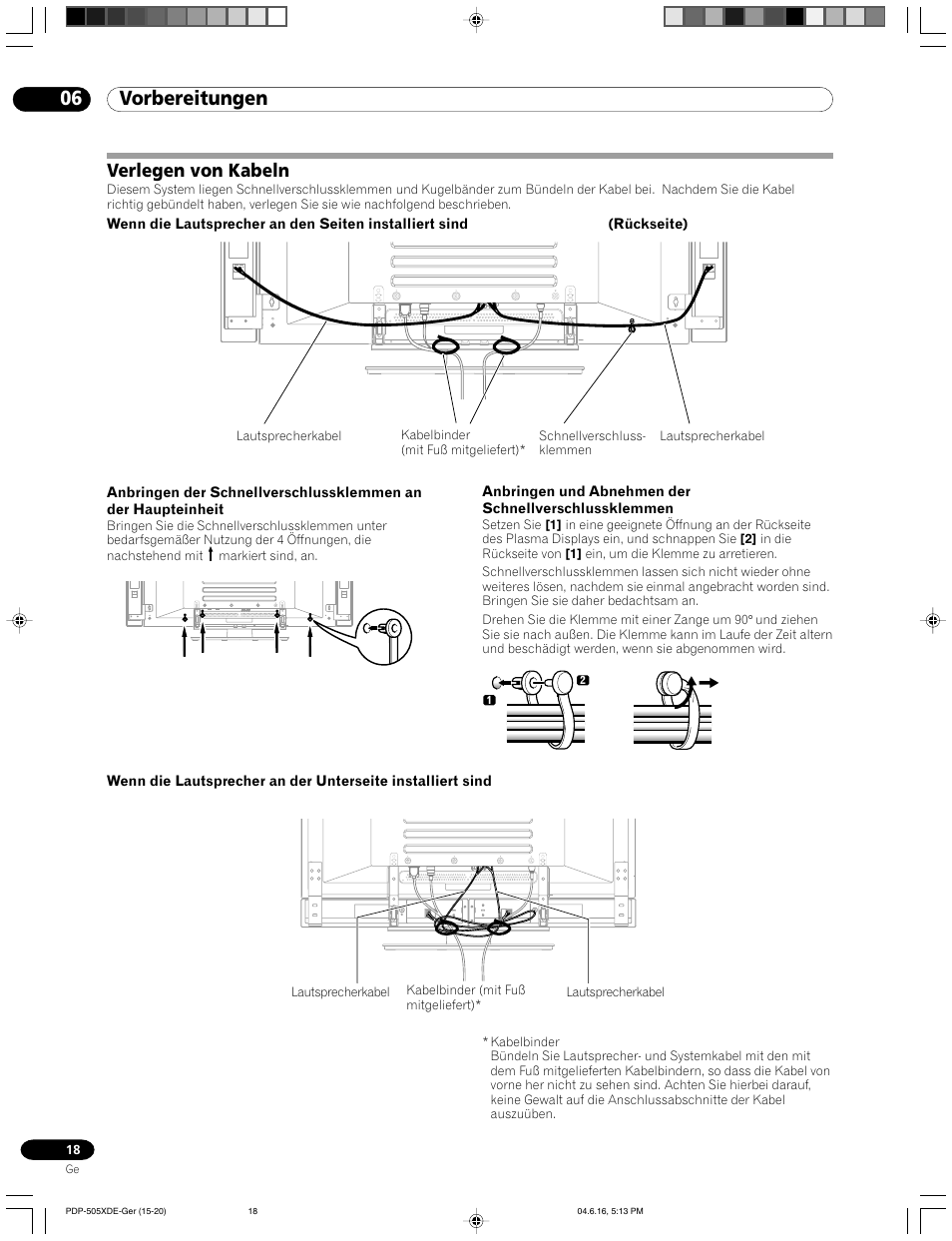 Verlegen von kabeln, 06 vorbereitungen | Pioneer PDP-505HDE User Manual | Page 134 / 176