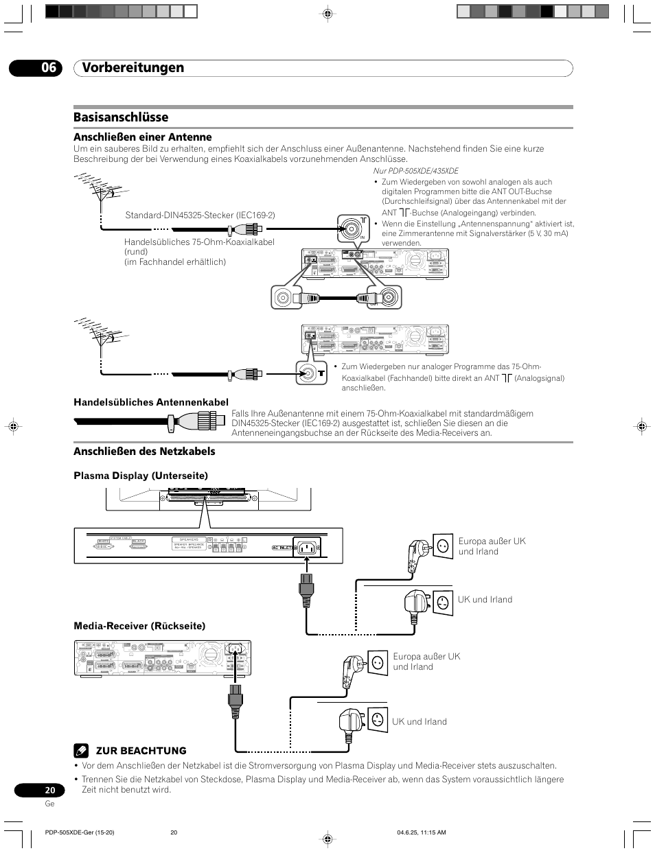 Basisanschlüsse, 06 vorbereitungen | Pioneer PDP-505HDE User Manual | Page 136 / 176