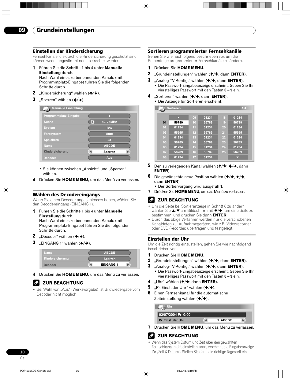 09 grundeinstellungen | Pioneer PDP-505HDE User Manual | Page 146 / 176