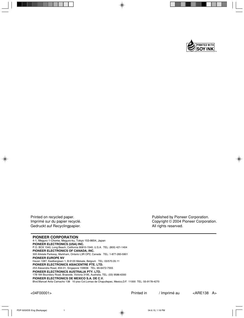 Pioneer PDP-505HDE User Manual | Page 176 / 176