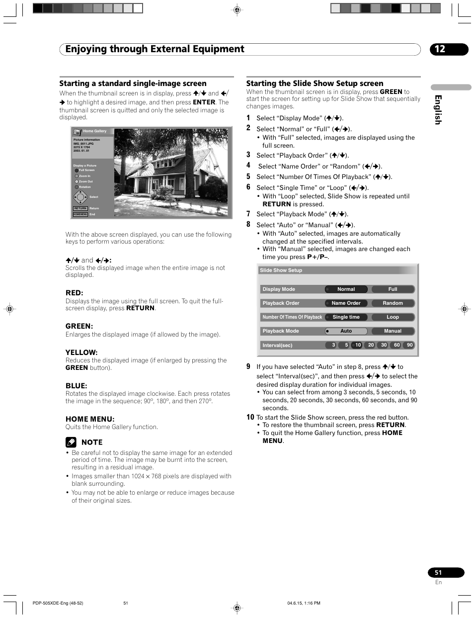 12 enjoying through external equipment, English | Pioneer PDP-505HDE User Manual | Page 51 / 176