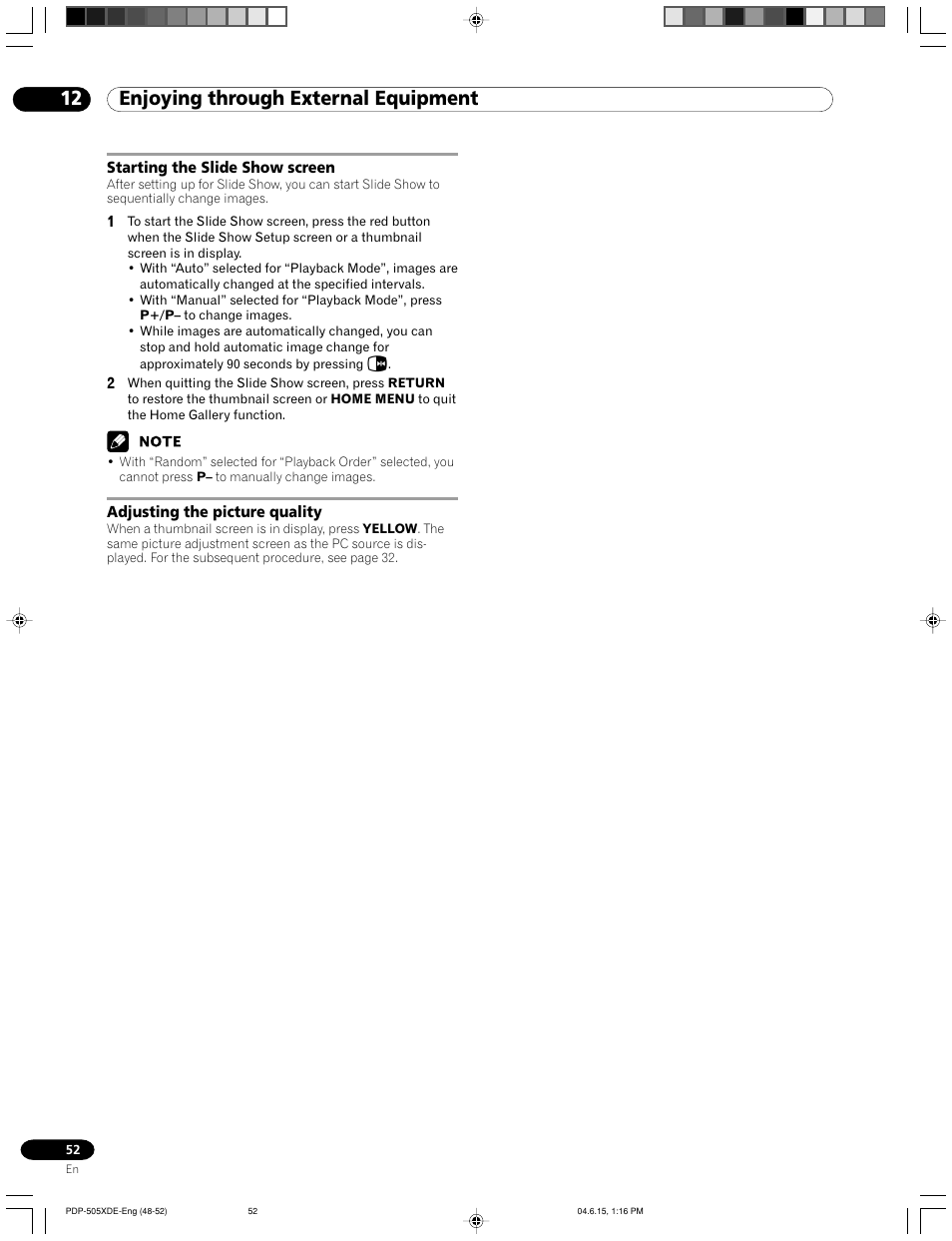 12 enjoying through external equipment | Pioneer PDP-505HDE User Manual | Page 52 / 176