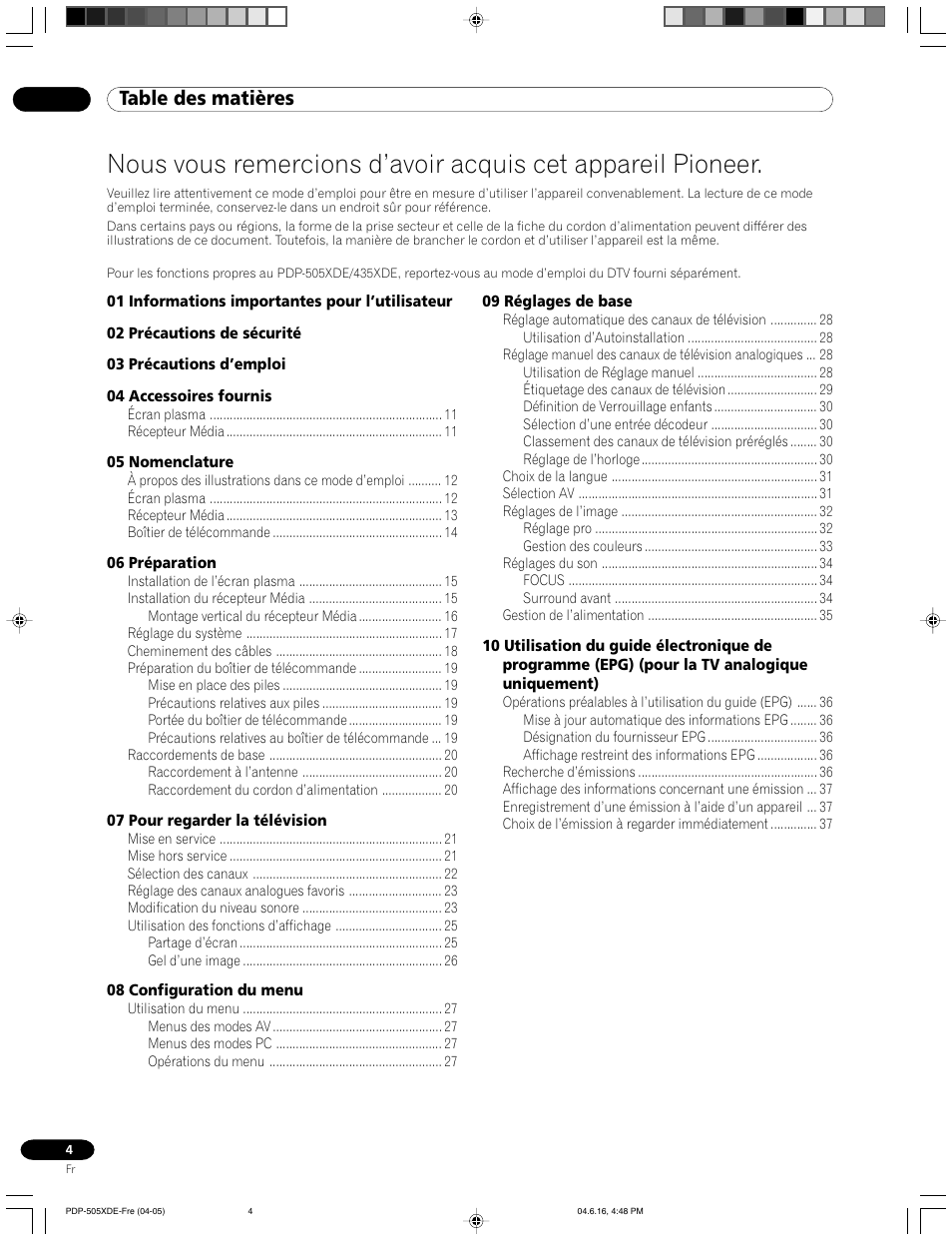 Pioneer PDP-505HDE User Manual | Page 62 / 176