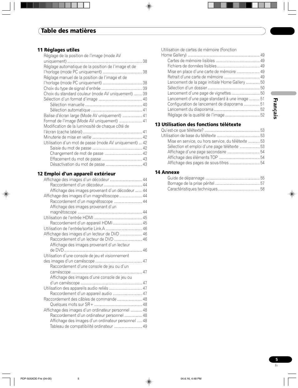 Pioneer PDP-505HDE User Manual | Page 63 / 176