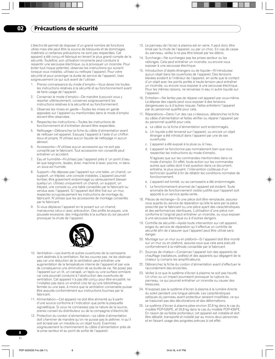 02 précautions de sécurité | Pioneer PDP-505HDE User Manual | Page 66 / 176