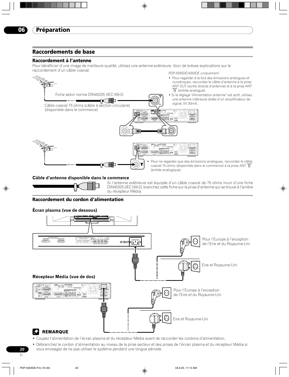 Raccordements de base, 06 préparation | Pioneer PDP-505HDE User Manual | Page 78 / 176