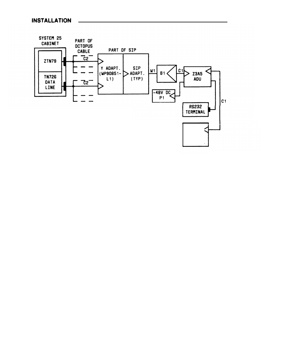 Atl cordless telephone, Figure 2-40, 7300h series terminal/adu connections 2-94 | AT&T System 25 User Manual | Page 119 / 438