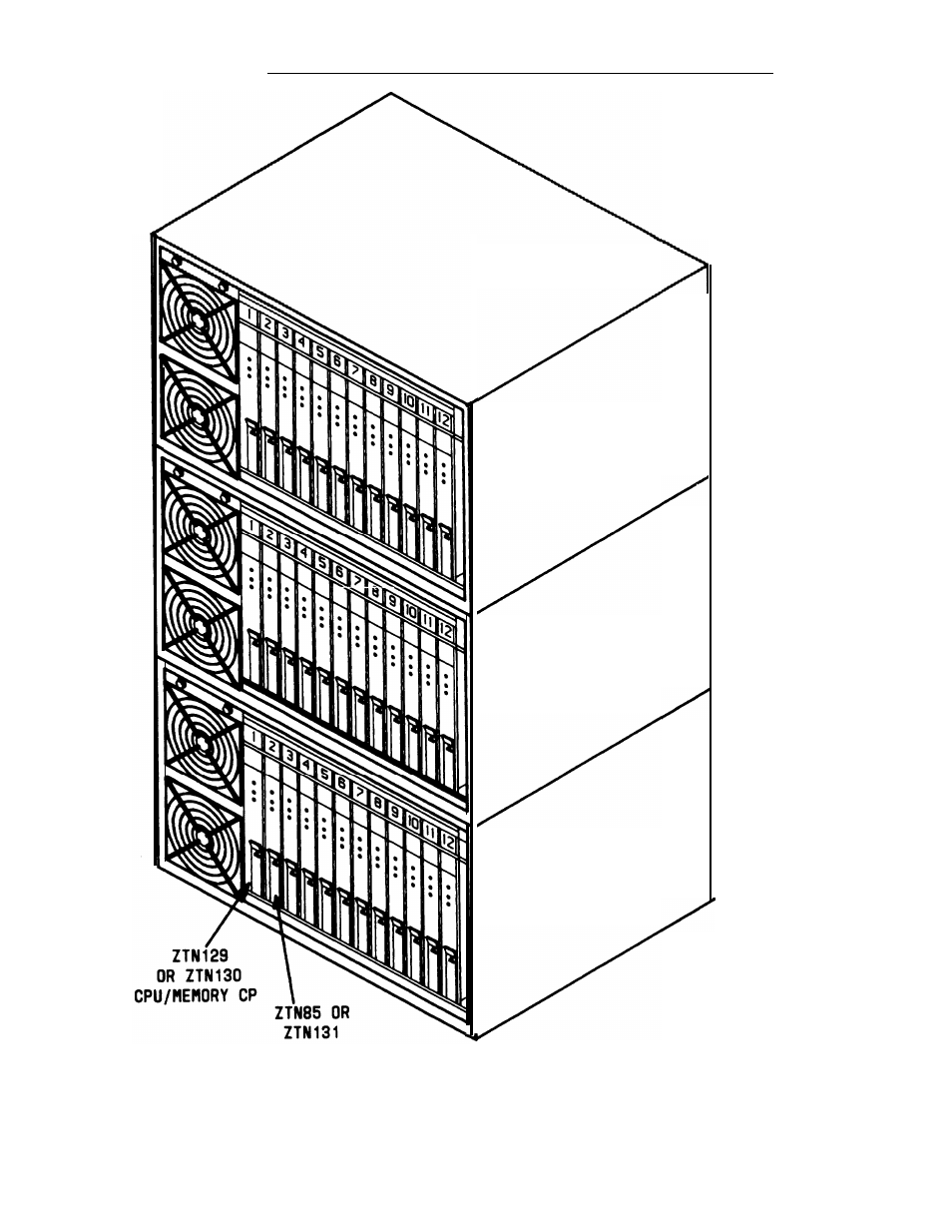 Figure 2-10, Three-cabinet system, front view with covers, Removed | AT&T System 25 User Manual | Page 50 / 438