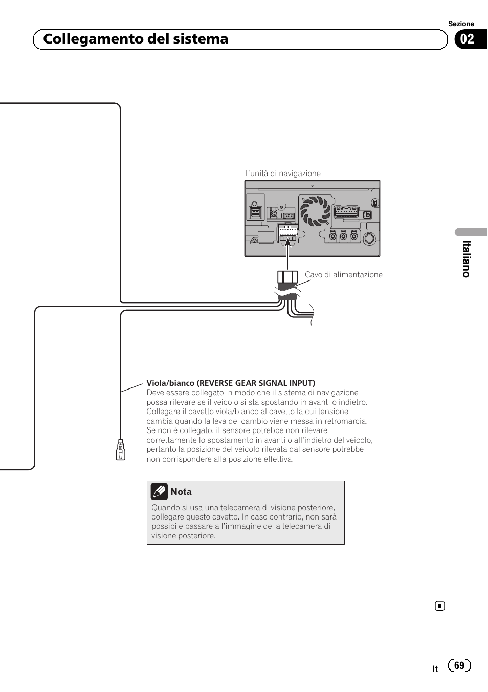 02 collegamento del sistema | Pioneer AVIC-F40BT User Manual | Page 69 / 172