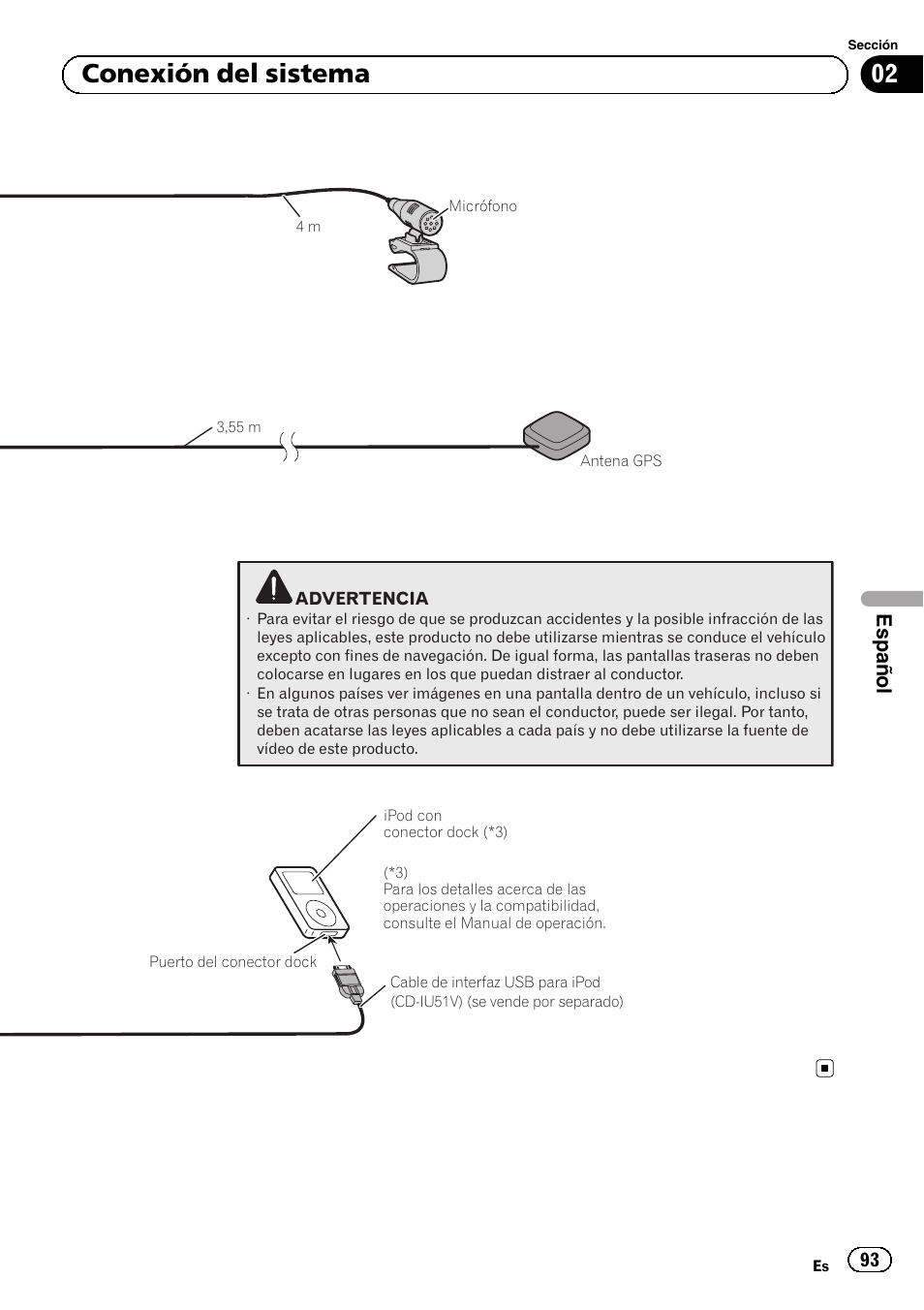 02 conexión del sistema, Español | Pioneer AVIC-F40BT User Manual | Page 93 / 172