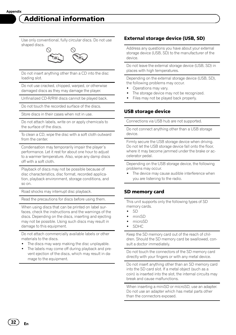 Additional information | Pioneer DEH-X9500BT User Manual | Page 32 / 40