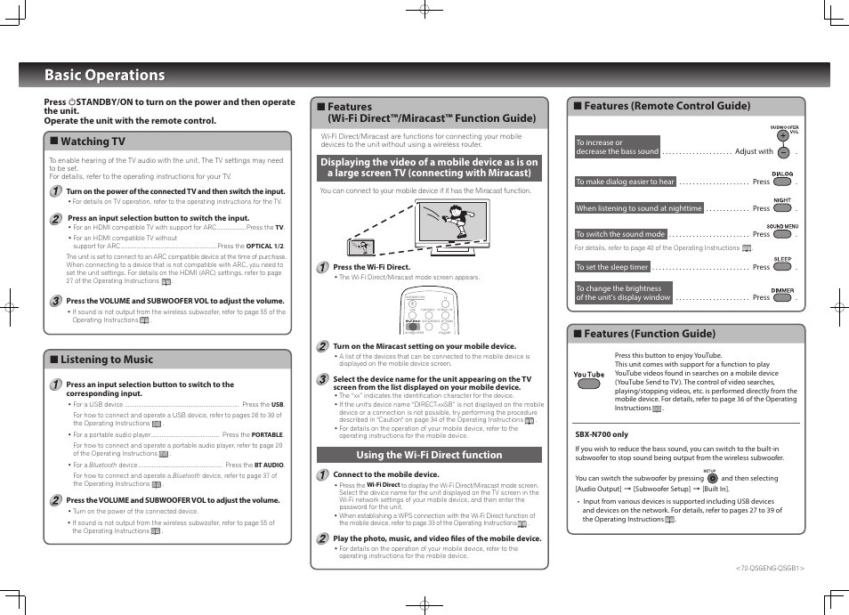 Basic operations | Pioneer SBX-N700 User Manual | Page 2 / 2