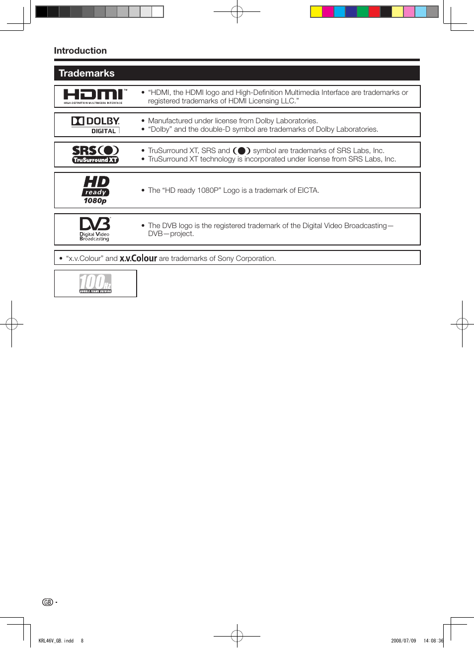 Trademarks, Introduction | Pioneer KRL-46V User Manual | Page 10 / 338