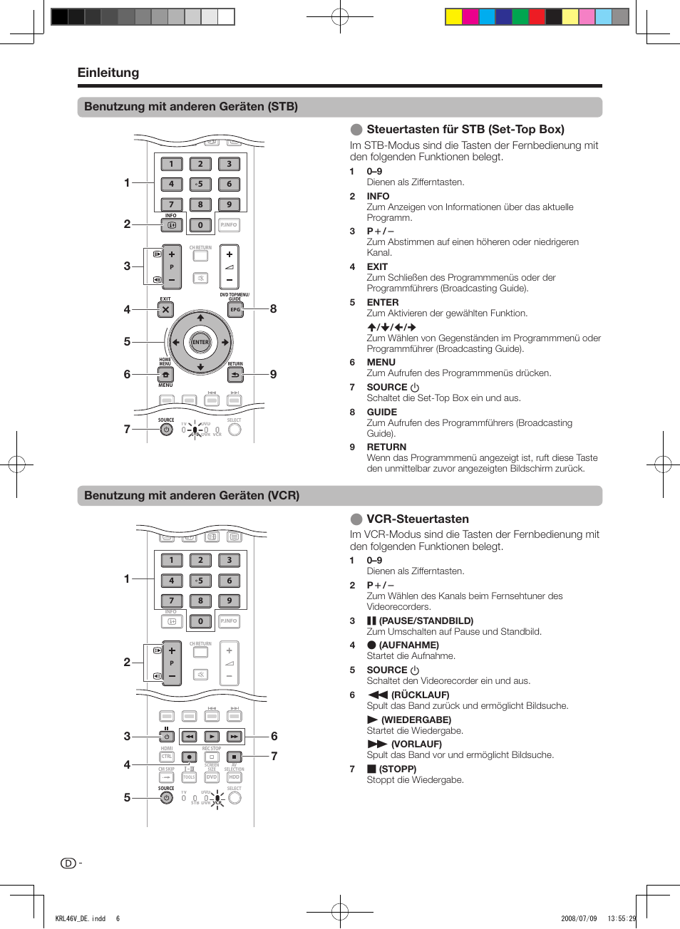 Einleitung, Benutzung.mit.anderen.geräten.(stb), Vcr-steuertasten | Pioneer KRL-46V User Manual | Page 104 / 338