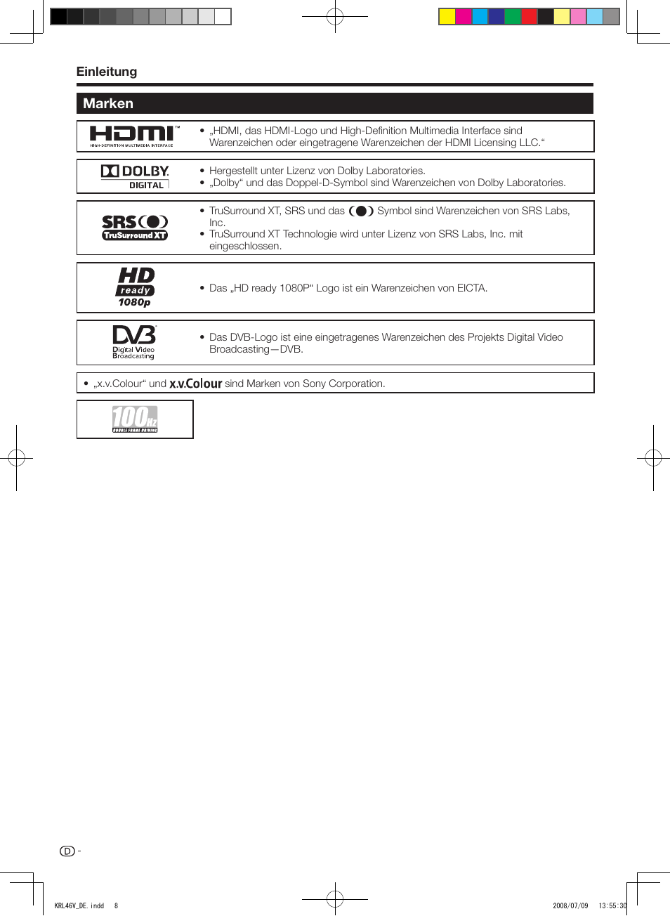 Marken, Einleitung | Pioneer KRL-46V User Manual | Page 106 / 338