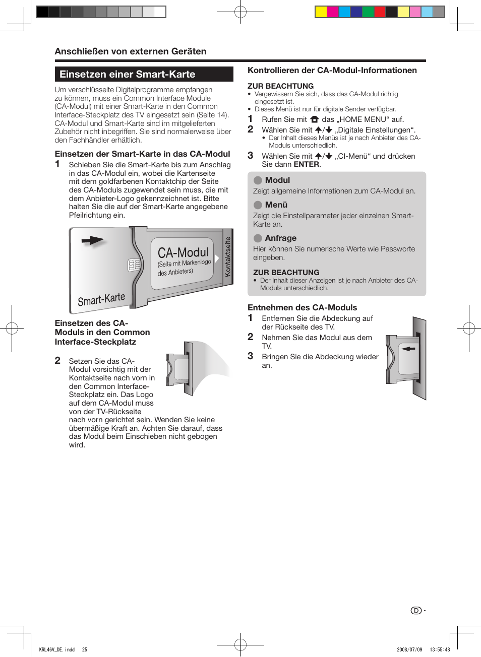 Einsetzen einer smart-karte, 31 2 3 einsetzen.einer.smart-karte | Pioneer KRL-46V User Manual | Page 123 / 338