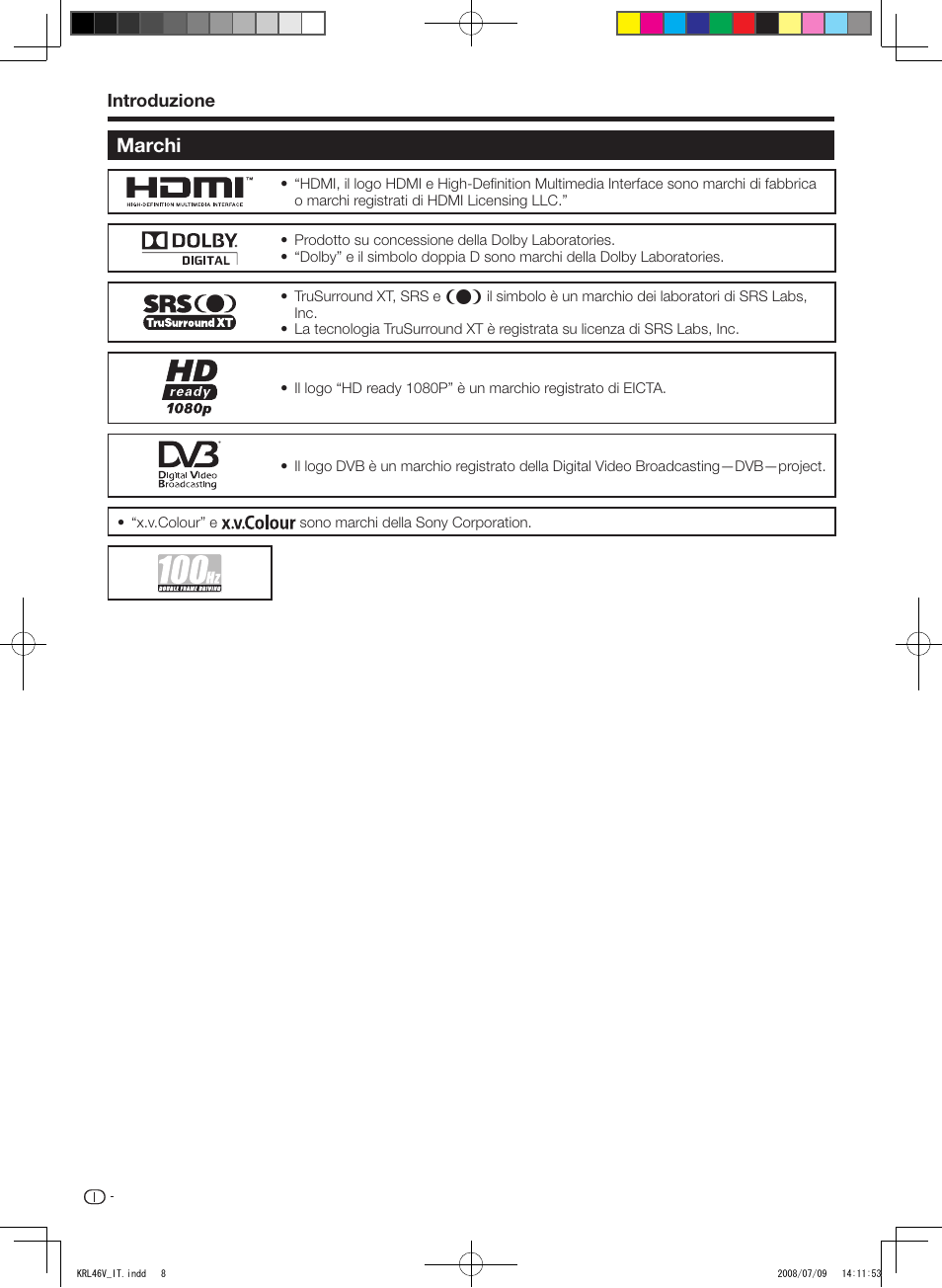 Marchi, Introduzione | Pioneer KRL-46V User Manual | Page 154 / 338