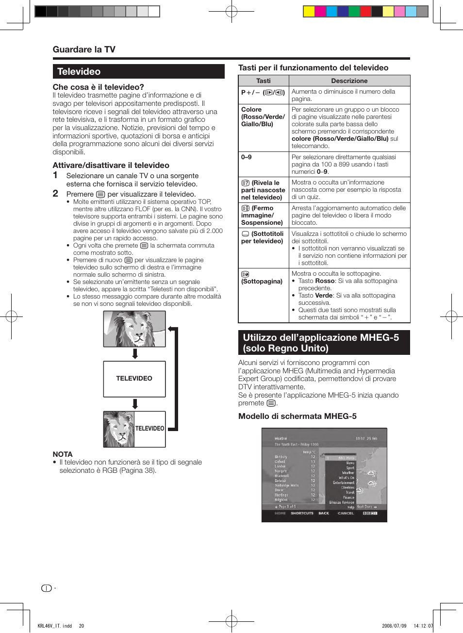 Televideo, Guardare la tv | Pioneer KRL-46V User Manual | Page 166 / 338