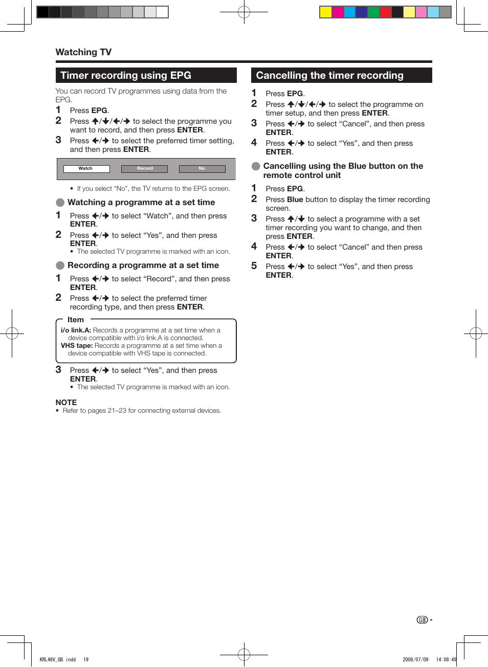 Timer recording using epg, Cancelling the timer recording | Pioneer KRL-46V User Manual | Page 21 / 338
