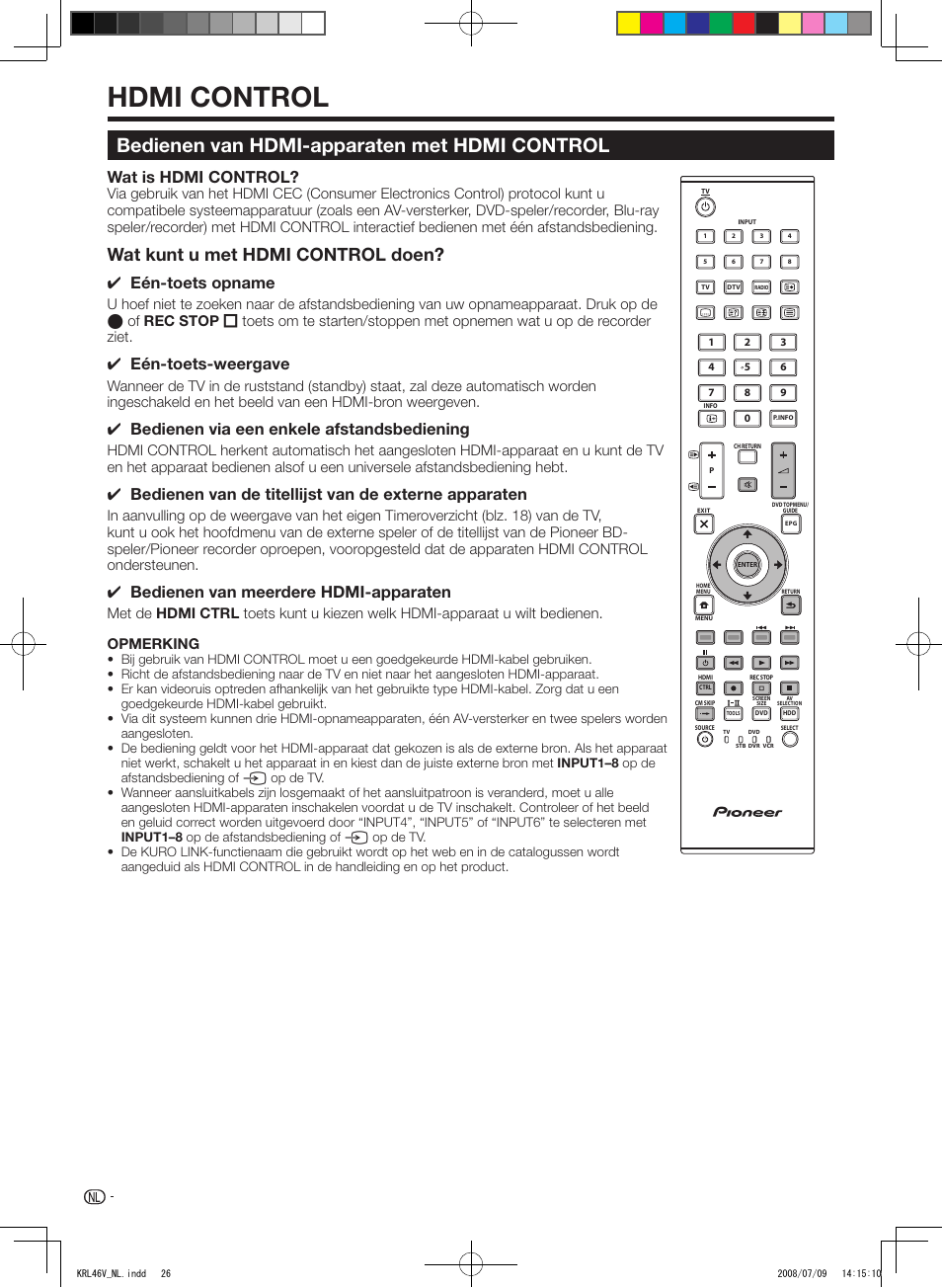 Hdmi.control, Bedienen van hdmi-apparaten met hdmi control, Bedienen.van.hdmi-apparaten.met.hdmi.control | Wat.kunt.u.met.hdmi.control.doen, Wat.is.hdmi.control, Eén-toets.opname, Eén-toets-weergave, Bedienen.via.een.enkele.afstandsbediening, Bedienen.van.meerdere.hdmi-apparaten | Pioneer KRL-46V User Manual | Page 220 / 338