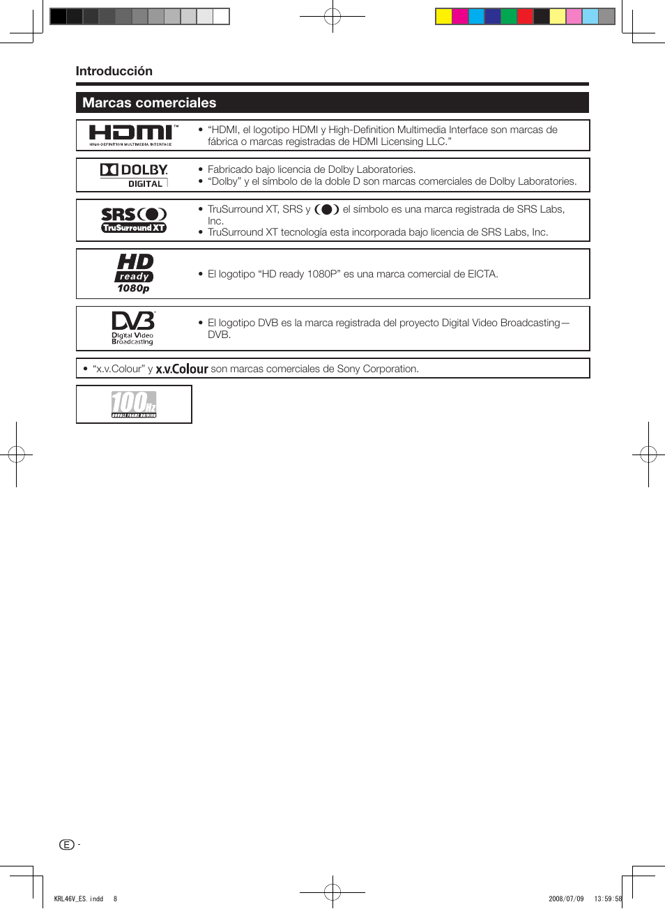 Marcas comerciales, Introducción | Pioneer KRL-46V User Manual | Page 250 / 338