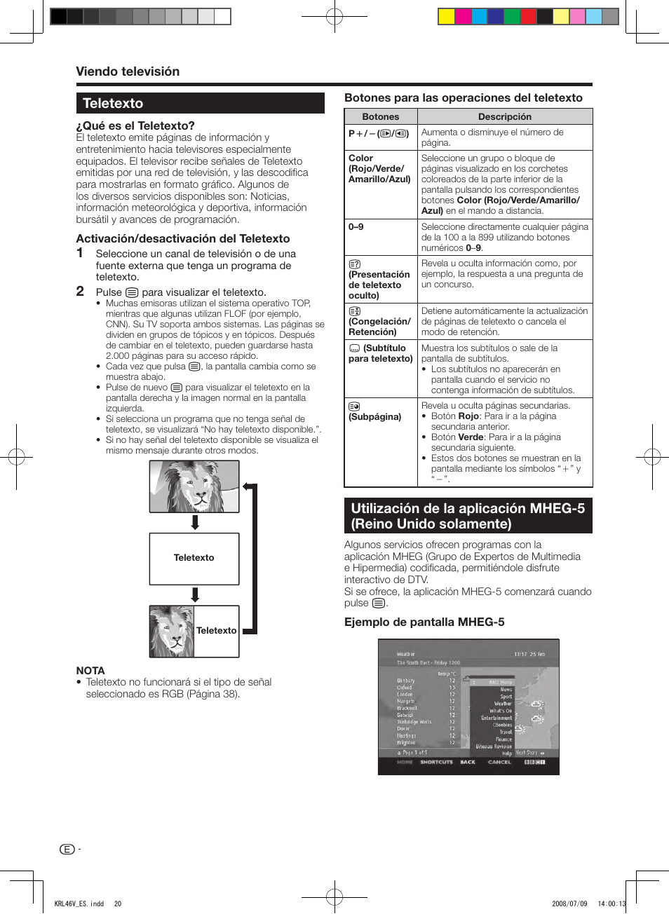 Teletexto, Utilización de la aplicación mheg-5, Reino unido solamente) | Viendo televisión | Pioneer KRL-46V User Manual | Page 262 / 338