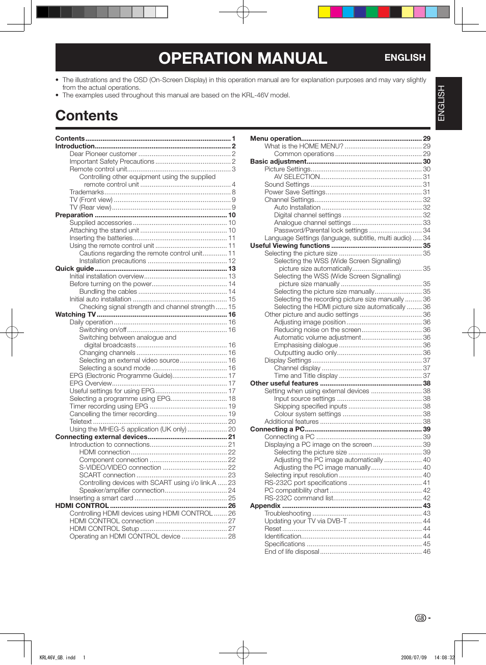 Pioneer KRL-46V User Manual | Page 3 / 338