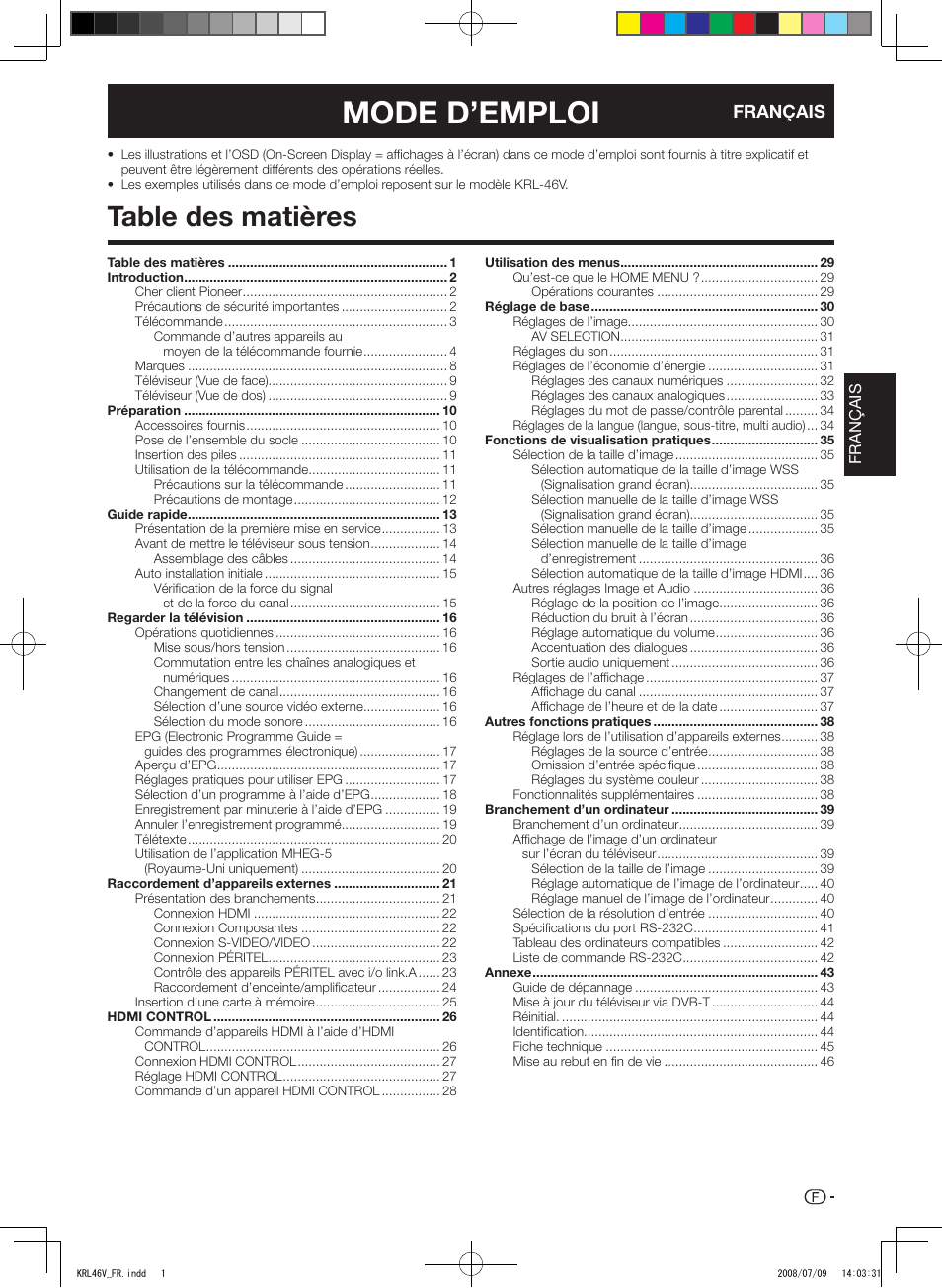 Pioneer KRL-46V User Manual | Page 51 / 338