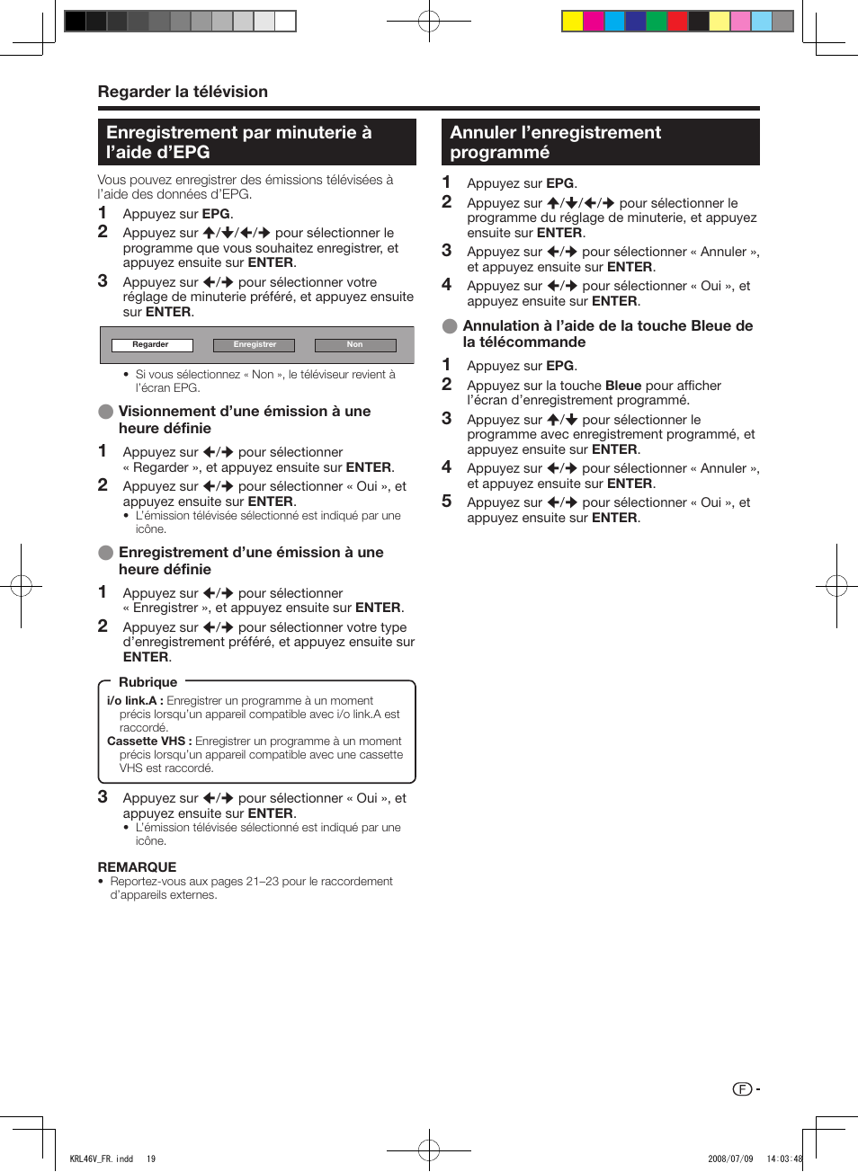 Enregistrement par minuterie à l’aide d’epg, Annuler l’enregistrement programmé | Pioneer KRL-46V User Manual | Page 69 / 338