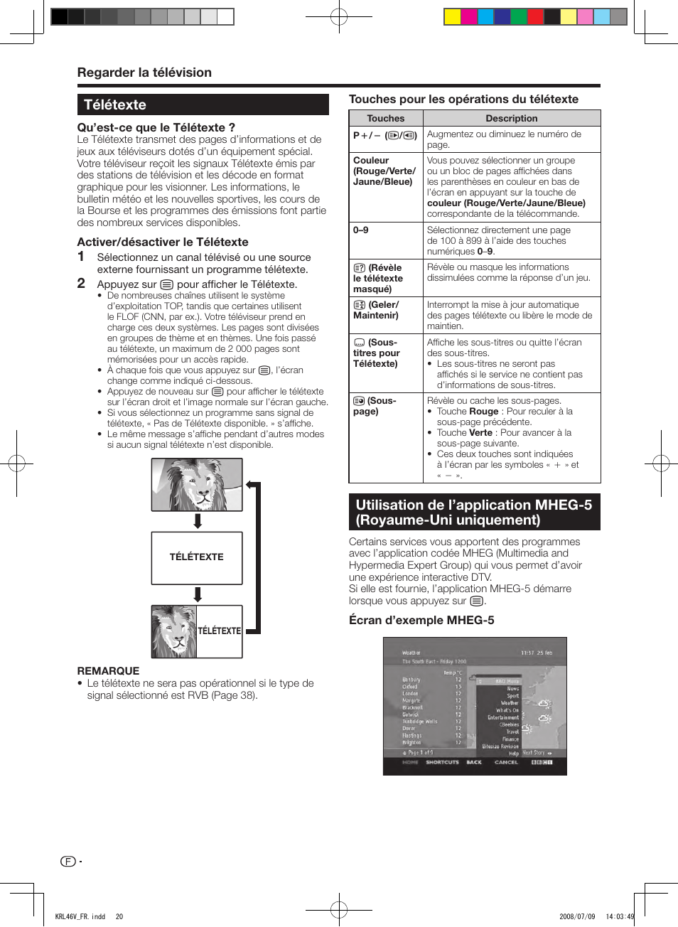 Télétexte, Utilisation de l’application mheg-5, Royaume-uni uniquement) | Regarder la télévision | Pioneer KRL-46V User Manual | Page 70 / 338