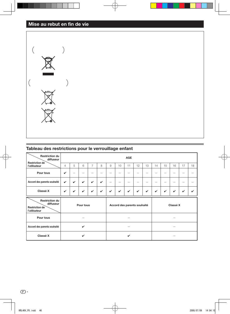 Mise au rebut en fin de vie | Pioneer KRL-46V User Manual | Page 96 / 338