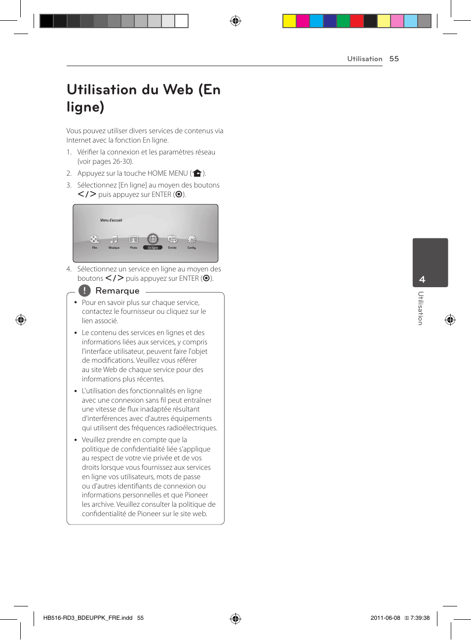 55 utilisation du web (en ligne), Utilisation du web (en ligne) | Pioneer BCS-HF818 User Manual | Page 123 / 424