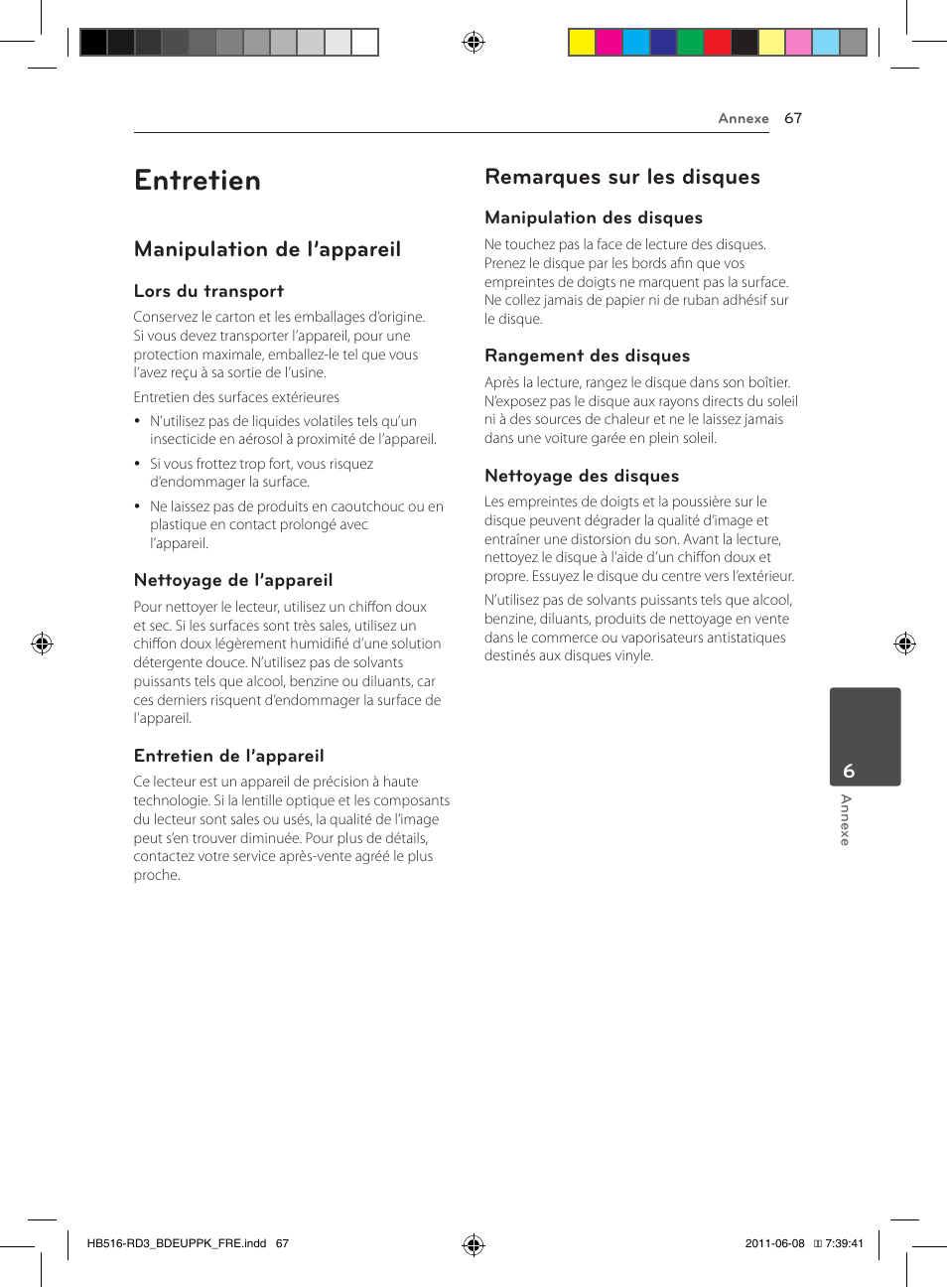 Entretien, Manipulation de l’appareil, Remarques sur les disques | Pioneer BCS-HF818 User Manual | Page 135 / 424