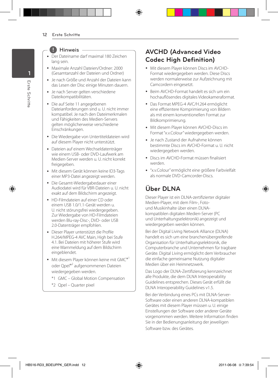 12 – avchd (advanced video codec high, Definition), 12 – über dlna | Avchd (advanced video codec high definition), Über dlna, Hinweis | Pioneer BCS-HF818 User Manual | Page 154 / 424