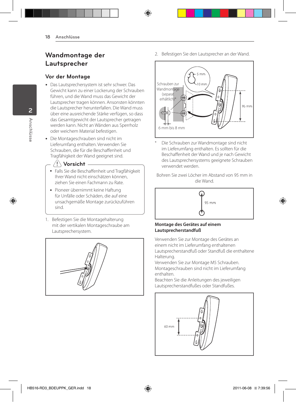 18 – wandmontage der lautsprecher, Wandmontage der lautsprecher | Pioneer BCS-HF818 User Manual | Page 160 / 424