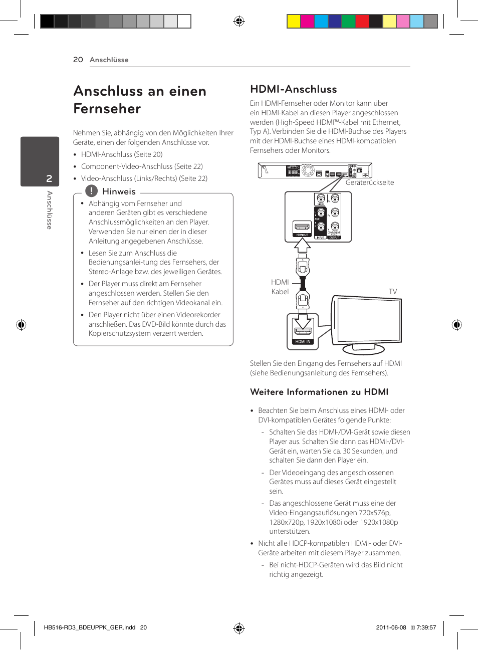 Anschluss an einen fernseher, Hdmi-anschluss | Pioneer BCS-HF818 User Manual | Page 162 / 424