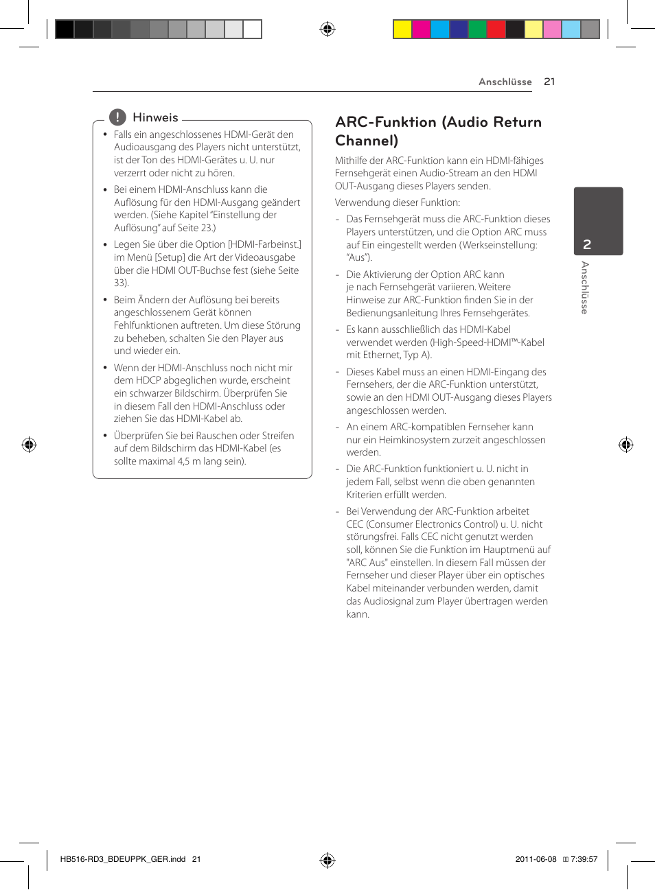 21 – arc-funktion (audio return, Channel), Arc-funktion (audio return channel) | Pioneer BCS-HF818 User Manual | Page 163 / 424