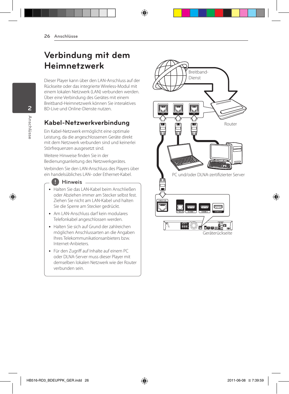 Verbindung mit dem heimnetzwerk, Kabel-netzwerkverbindung | Pioneer BCS-HF818 User Manual | Page 168 / 424