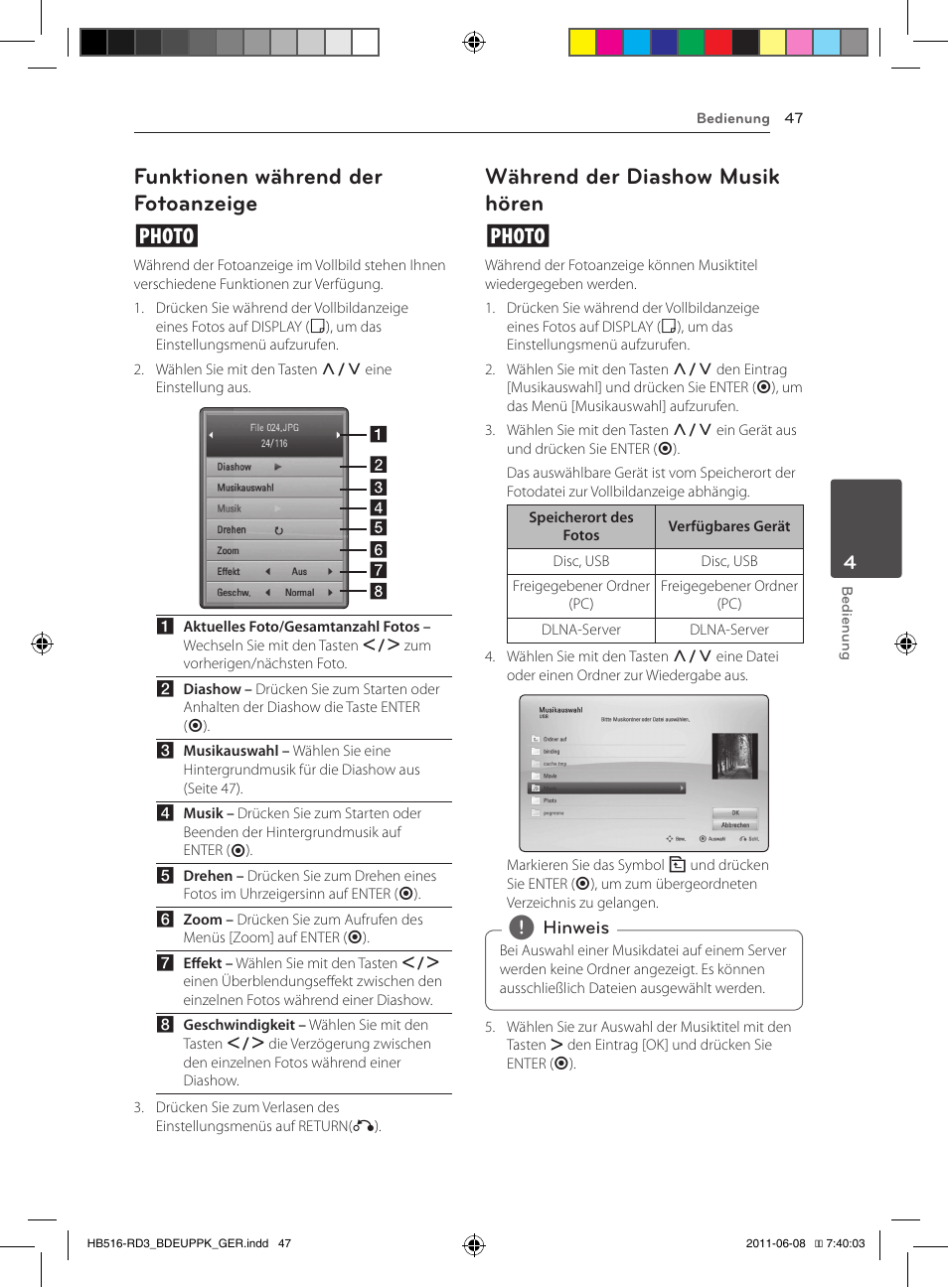 47 – funktionen während der fotoanzeige, 47 – während der diashow musik hören, Funktionen während der fotoanzeige i | Während der diashow musik hören i | Pioneer BCS-HF818 User Manual | Page 189 / 424