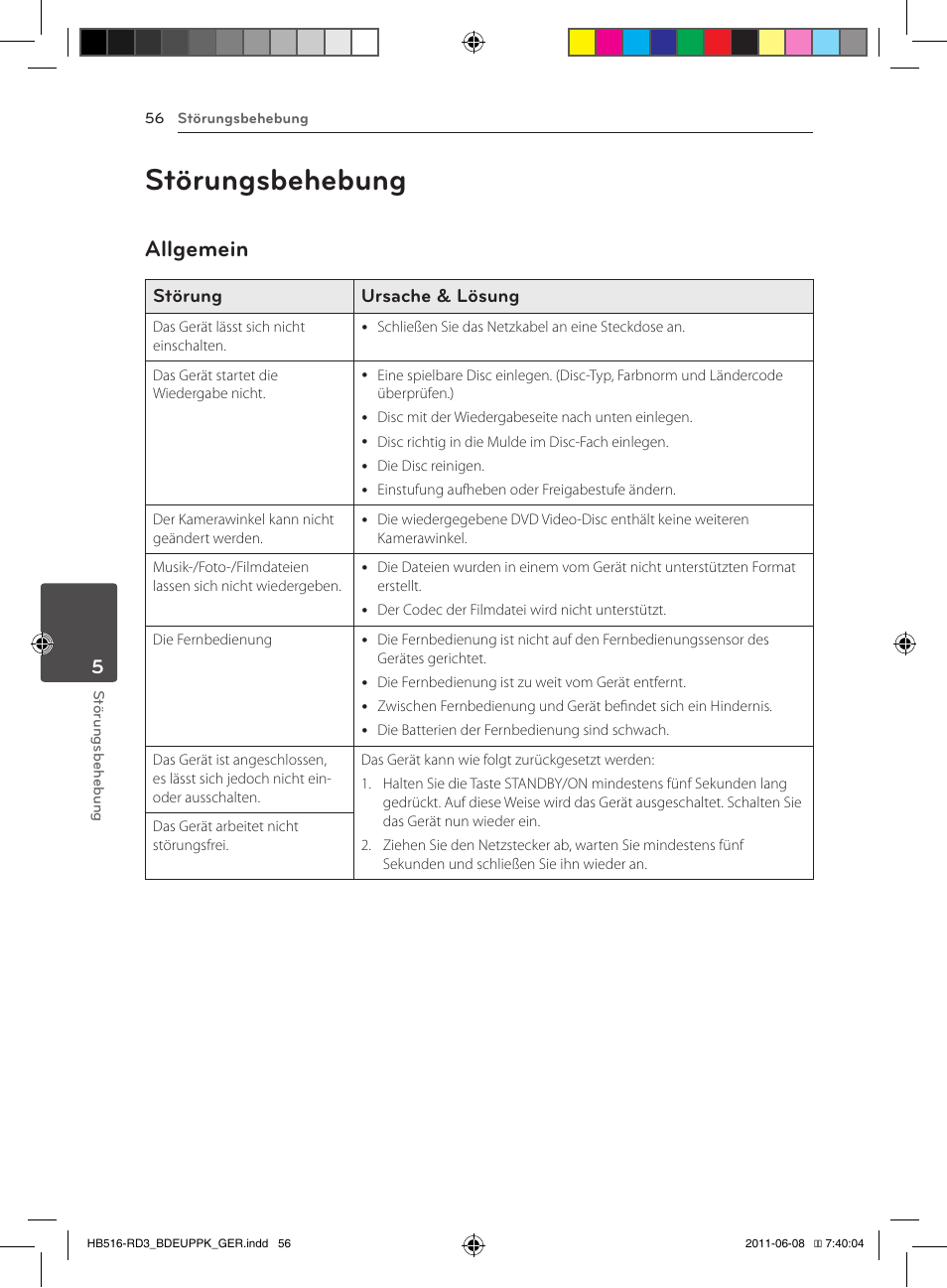 56 störungsbehebung 56 – allgemein, Störungsbehebung, Allgemein | Störung ursache & lösung | Pioneer BCS-HF818 User Manual | Page 198 / 424