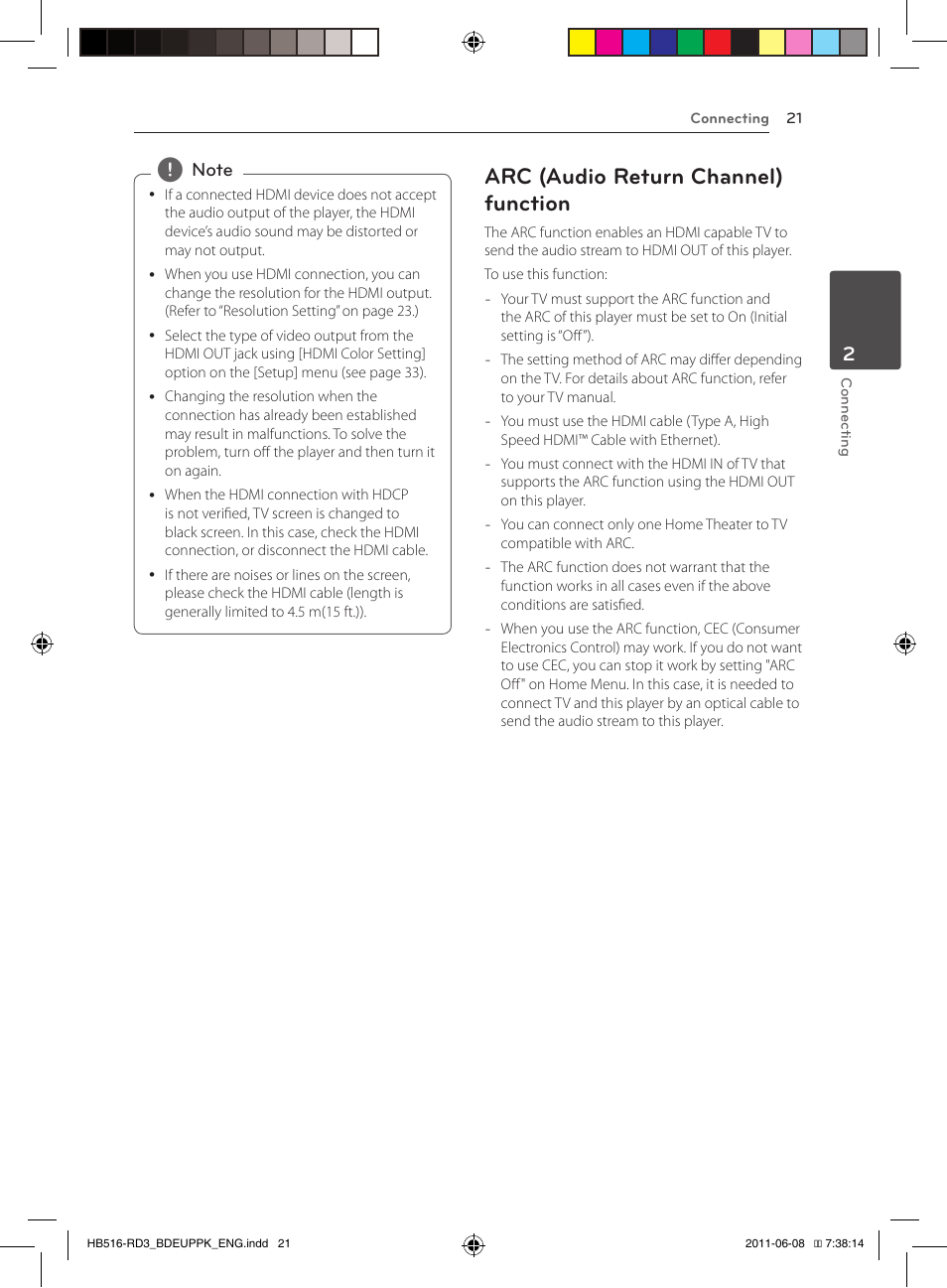 21 – arc (audio return channel) function, Arc (audio return channel) function | Pioneer BCS-HF818 User Manual | Page 21 / 424