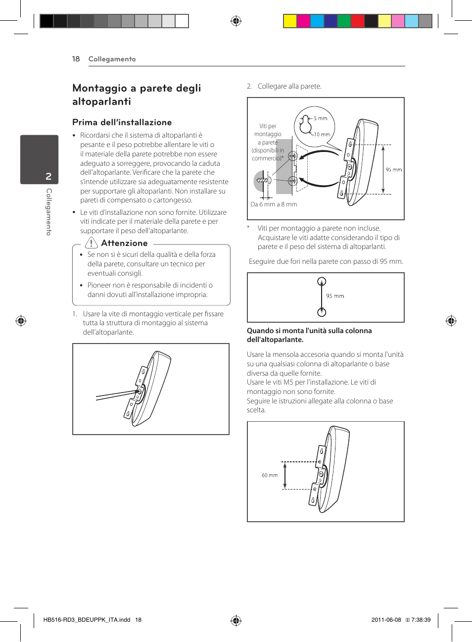 18 – montaggio a parete degli altoparlanti, Montaggio a parete degli altoparlanti | Pioneer BCS-HF818 User Manual | Page 228 / 424