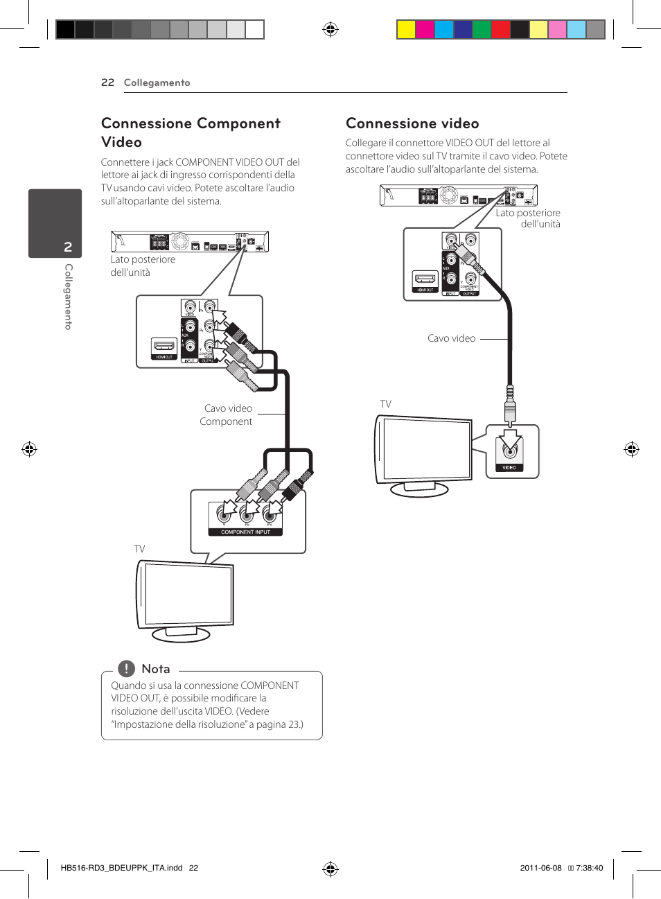 Connessione component video, Connessione video | Pioneer BCS-HF818 User Manual | Page 232 / 424