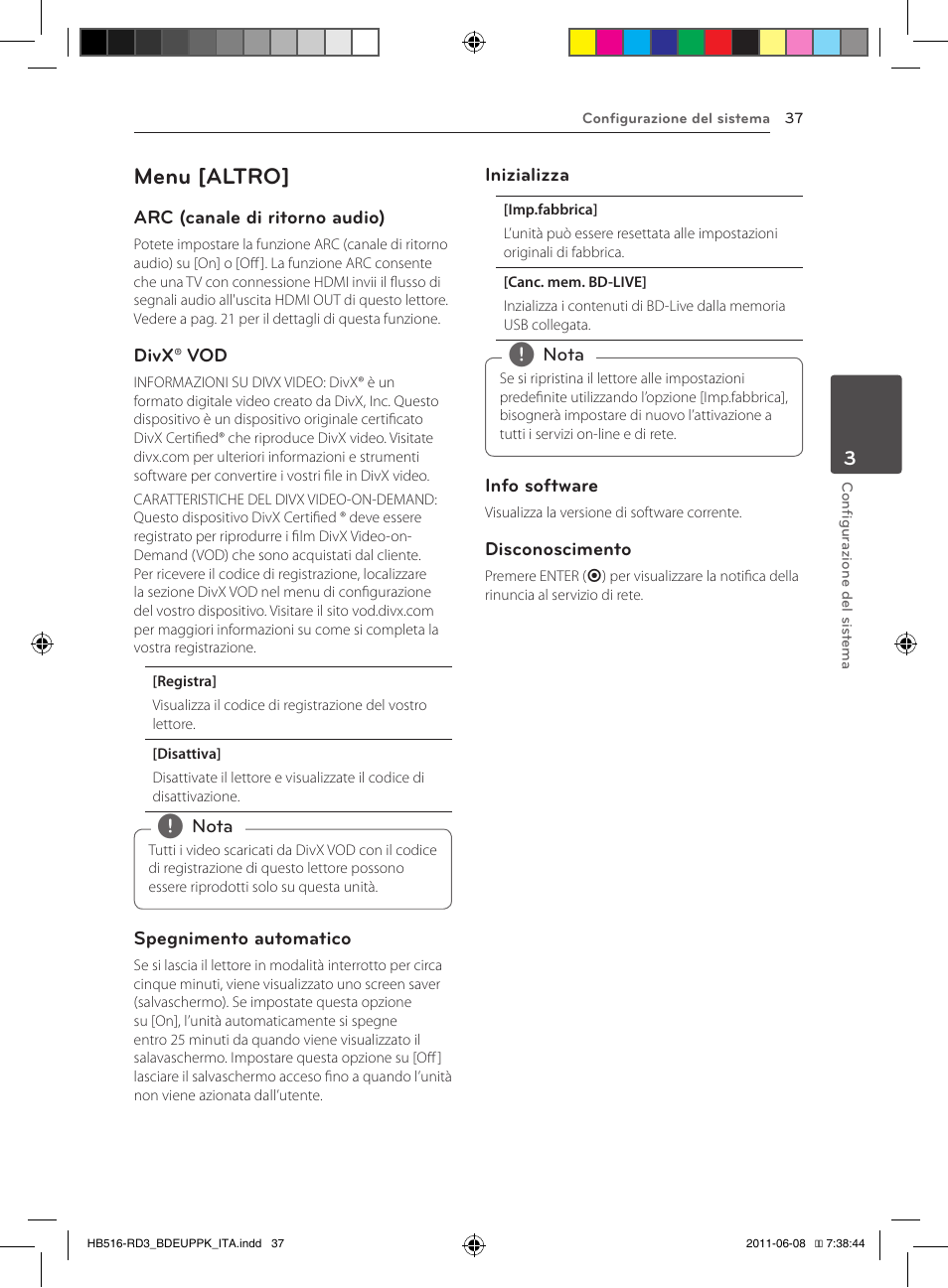 37 – menu [altro, Menu [altro | Pioneer BCS-HF818 User Manual | Page 247 / 424