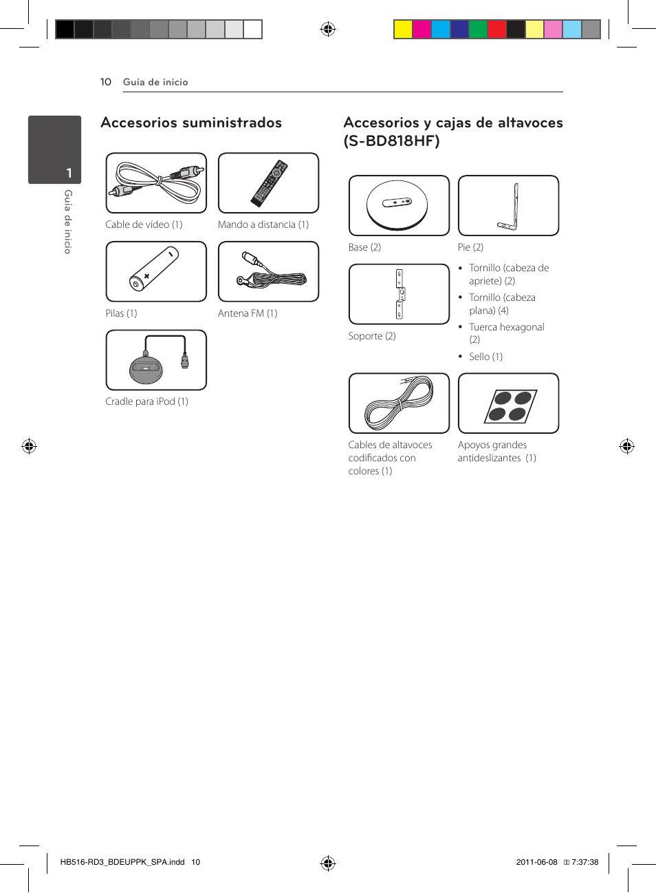 S-bd818hf), Accesorios suministrados, Accesorios y cajas de altavoces (s-bd818hf) | Pioneer BCS-HF818 User Manual | Page 288 / 424